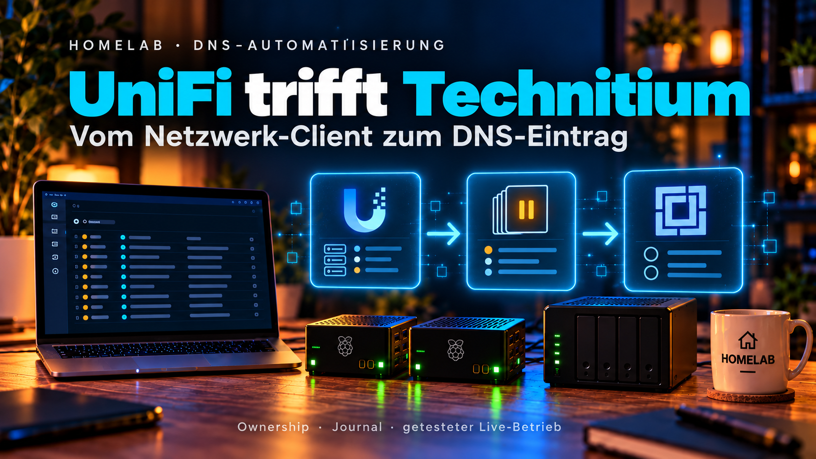 UniFi und Technitium am Homelab-Arbeitsplatz
